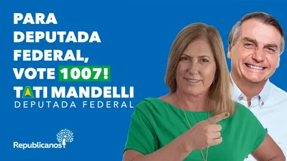 Para deputada federal, vote 1007. Tati Mandeli deputada federal.